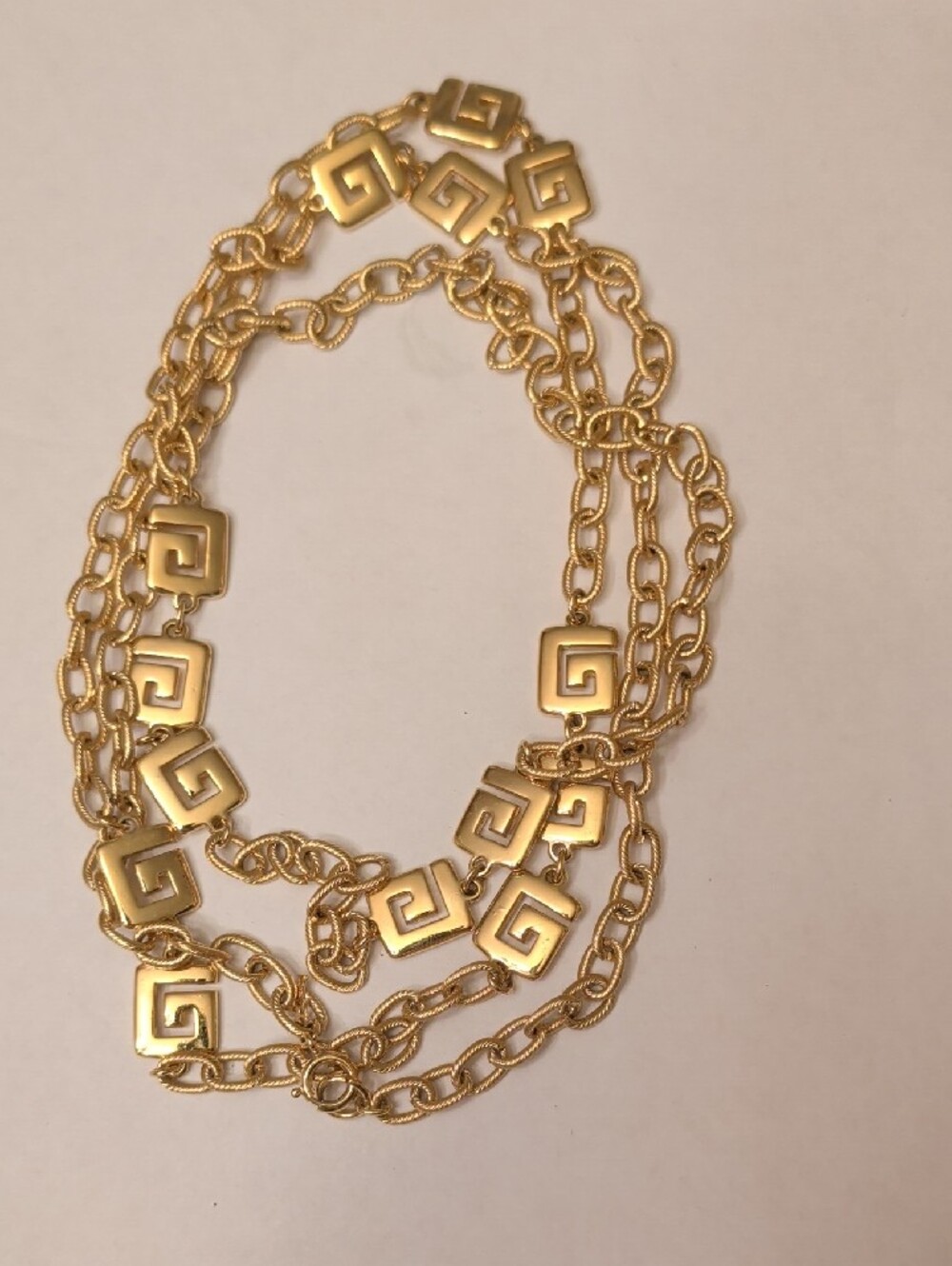 Trifari Gold Greek Key Extra Long Chunky Necklace - Picture 8 of 8